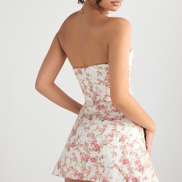 HOUSE OF CB Jasmine rose print draped corset dress SMALL - Picture 2 of 5